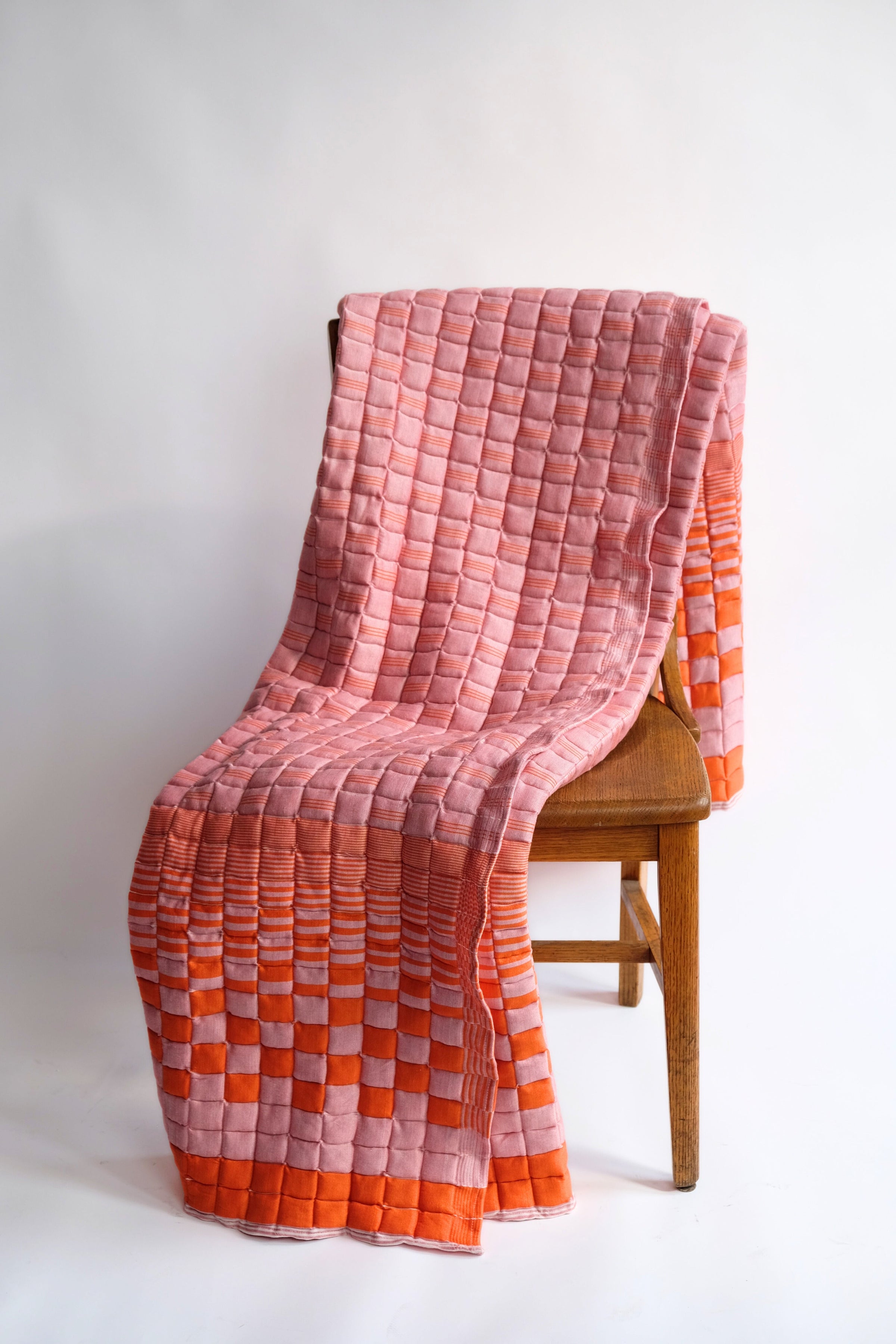 Bold Orange and Pink Reversible Sujani Quilt