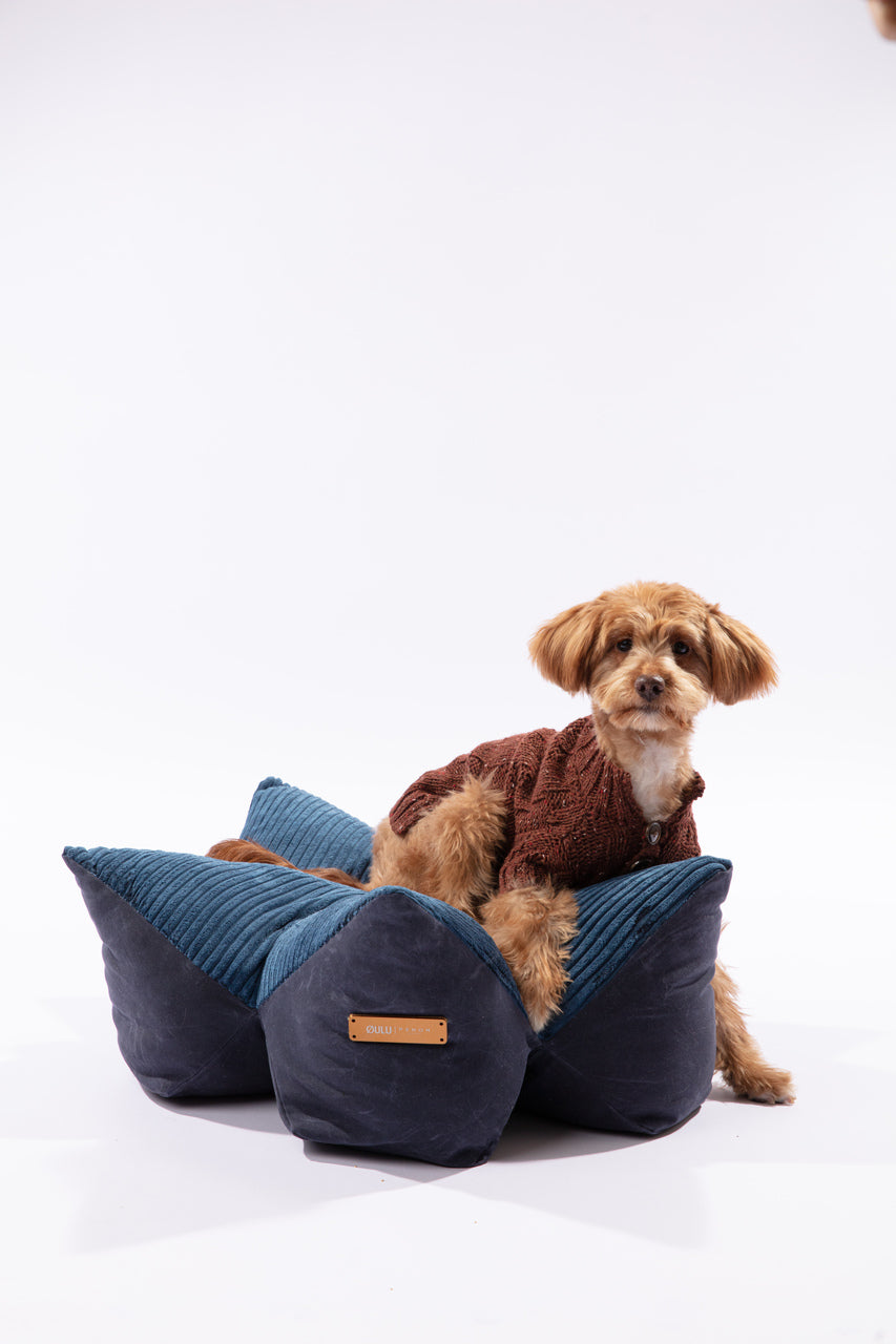 OULU X PEHOM - CUDDLE PET PILLOW BED- Navy Blue / Olive Green / Canyon Brown