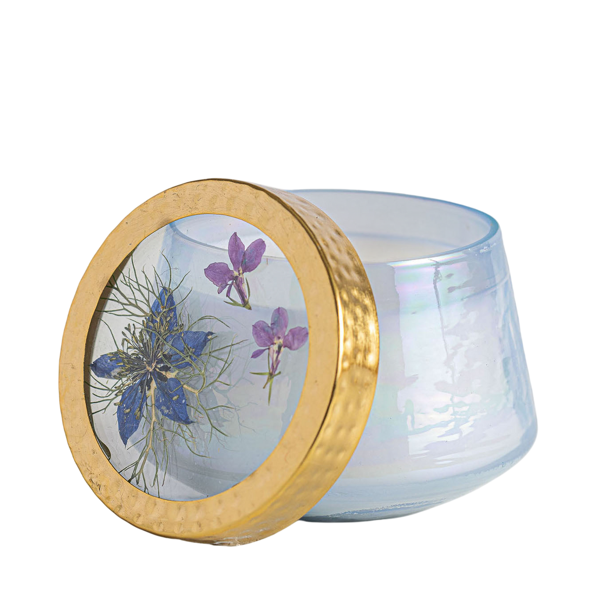 Accent Watercolor Pressed Floral Candle - Berry Fig
