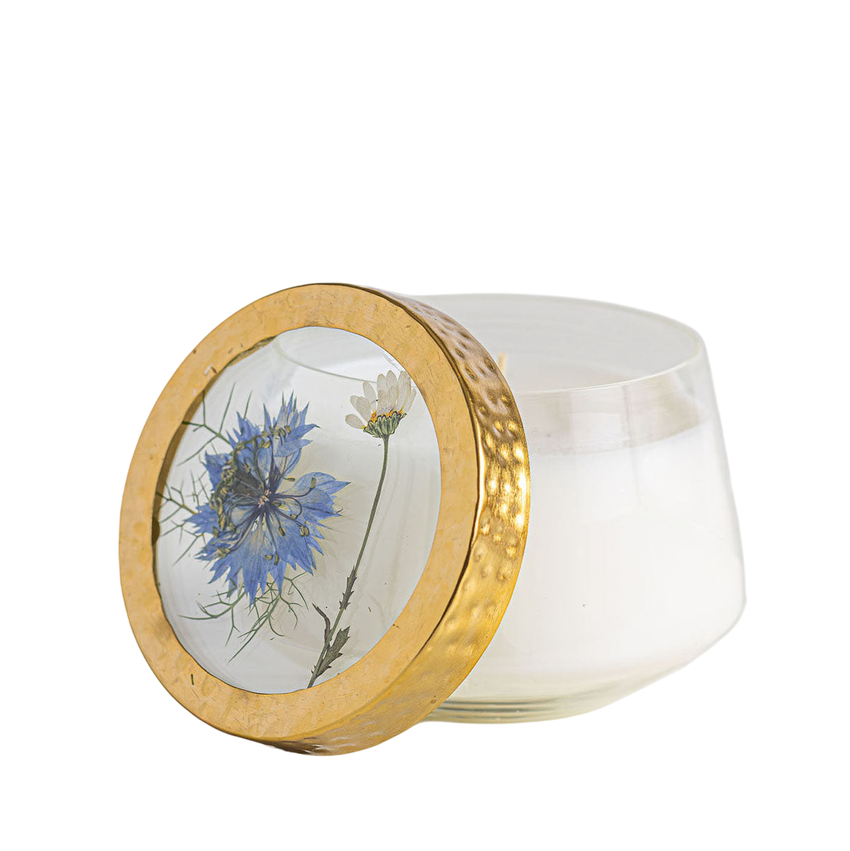 Accent Pressed Floral Candle - Accent Pressed Floral Candle - Sea Salt Mist