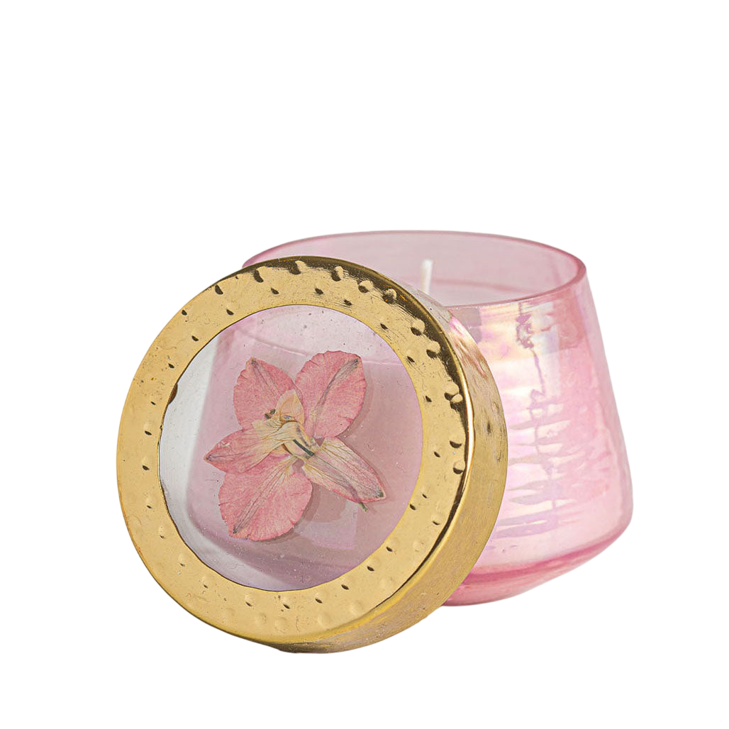 Petite Watercolor Pressed Floral Candle - Luna Flower