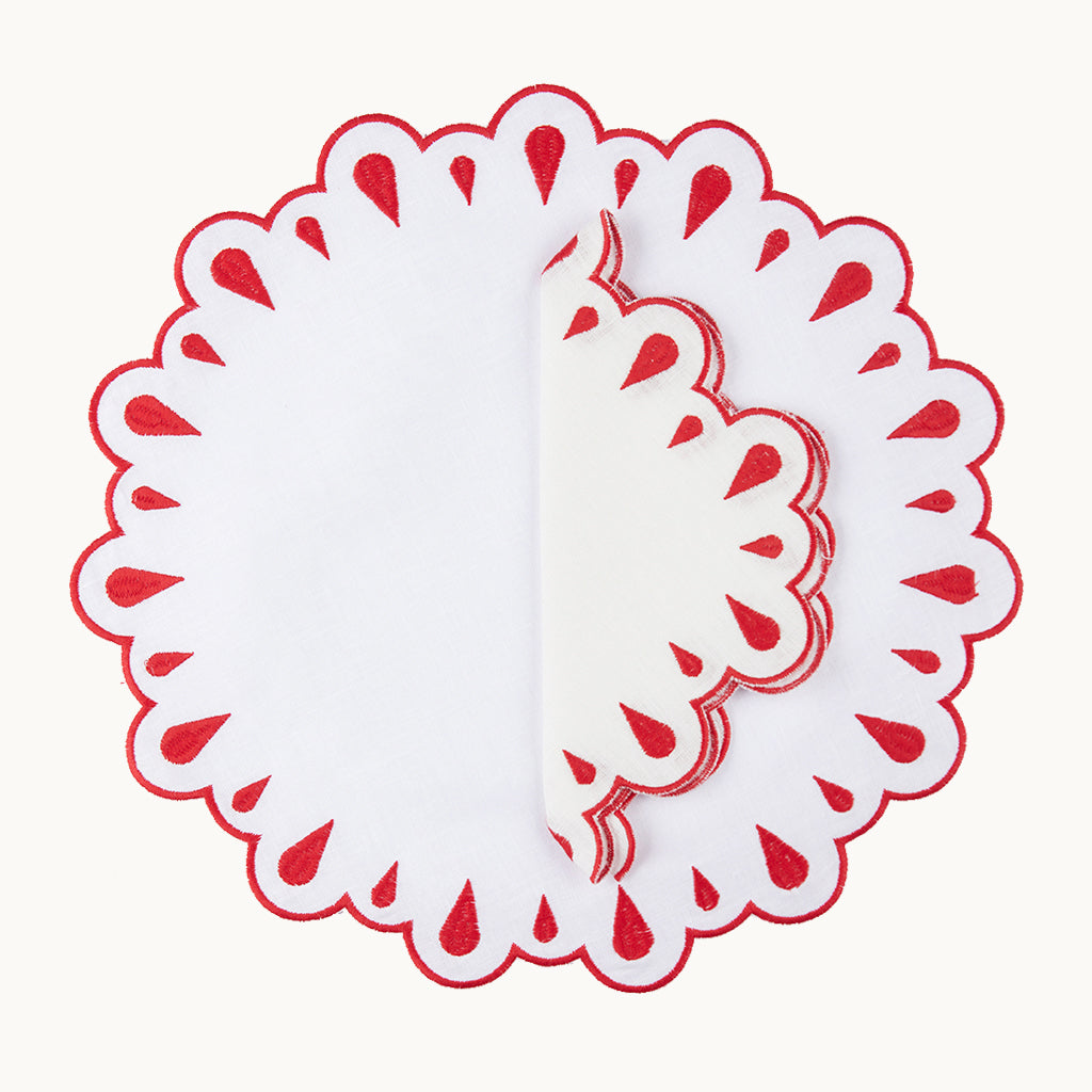 Margaret red linen napkin (set of 4)