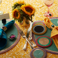 Gold Trim Dinner Napkins - Yellow (Set of 2)