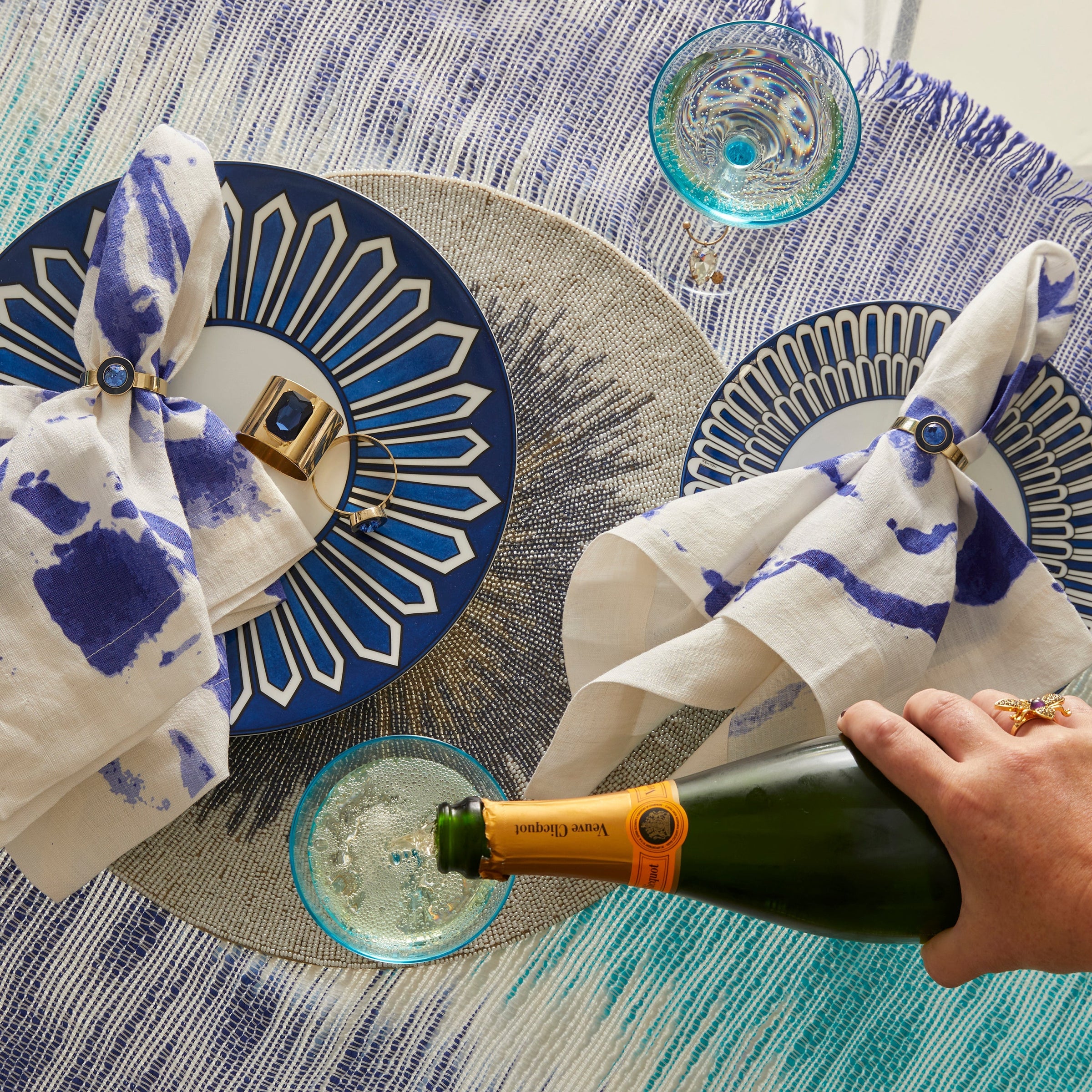 Single Gem Napkin Rings - Navy (Set of 2)