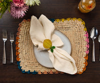 Lemon Napkin Ring – 3.5” Handwoven Iraca Palm – Artisan Summer Table Decor from Colombia
