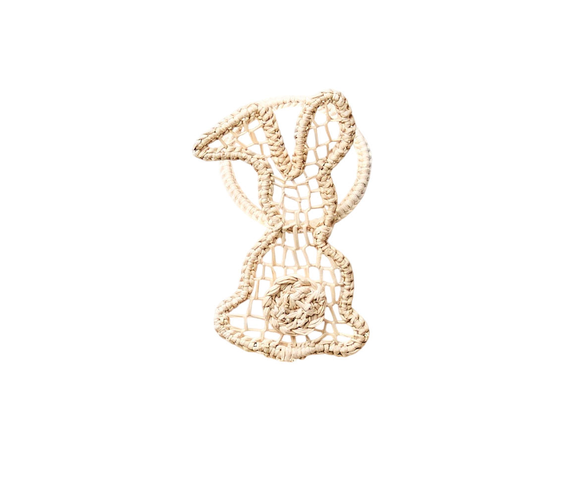 Bunny Napkin Ring – 3.5” Handwoven Iraca Palm – Artisan Spring Table Decor from Peru