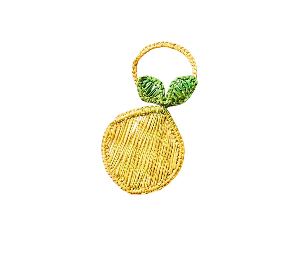 Lemon Napkin Ring – 3.5” Handwoven Iraca Palm – Artisan Summer Table Decor from Colombia