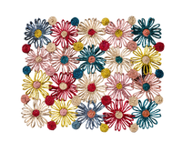 Fleur Raffia placemat, Multicolor Flowers woven tabletop