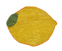 Handwoven Lemon Placemat – Raffia Fruit Shaped Table Mat, Summer Table Decor