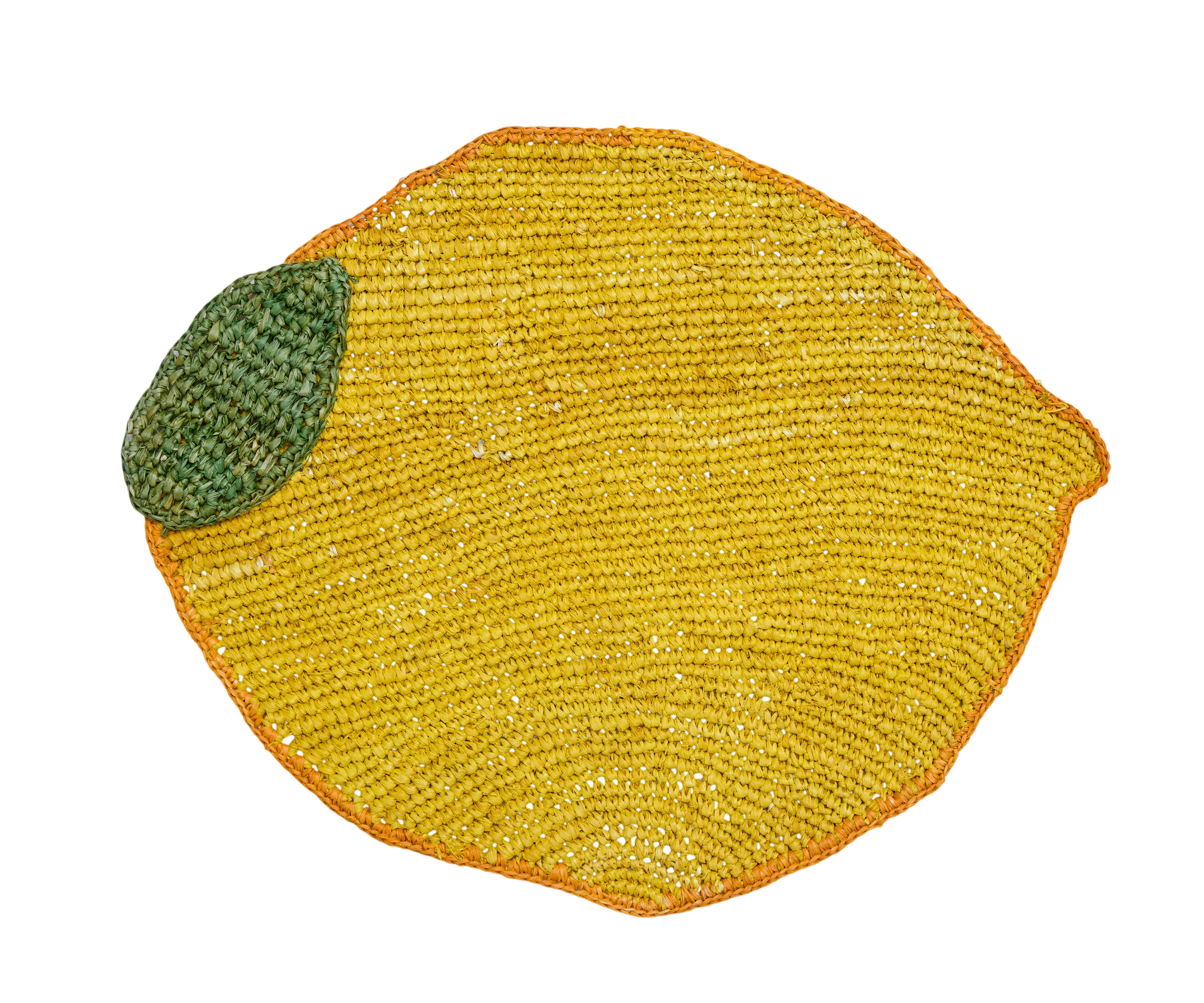 Handwoven Lemon Placemat – Raffia Fruit Shaped Table Mat, Summer Table Decor