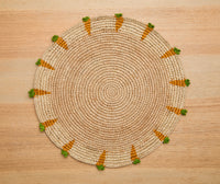 Handwoven Carrot Round Raffia Placemat – Artisan Table Décor