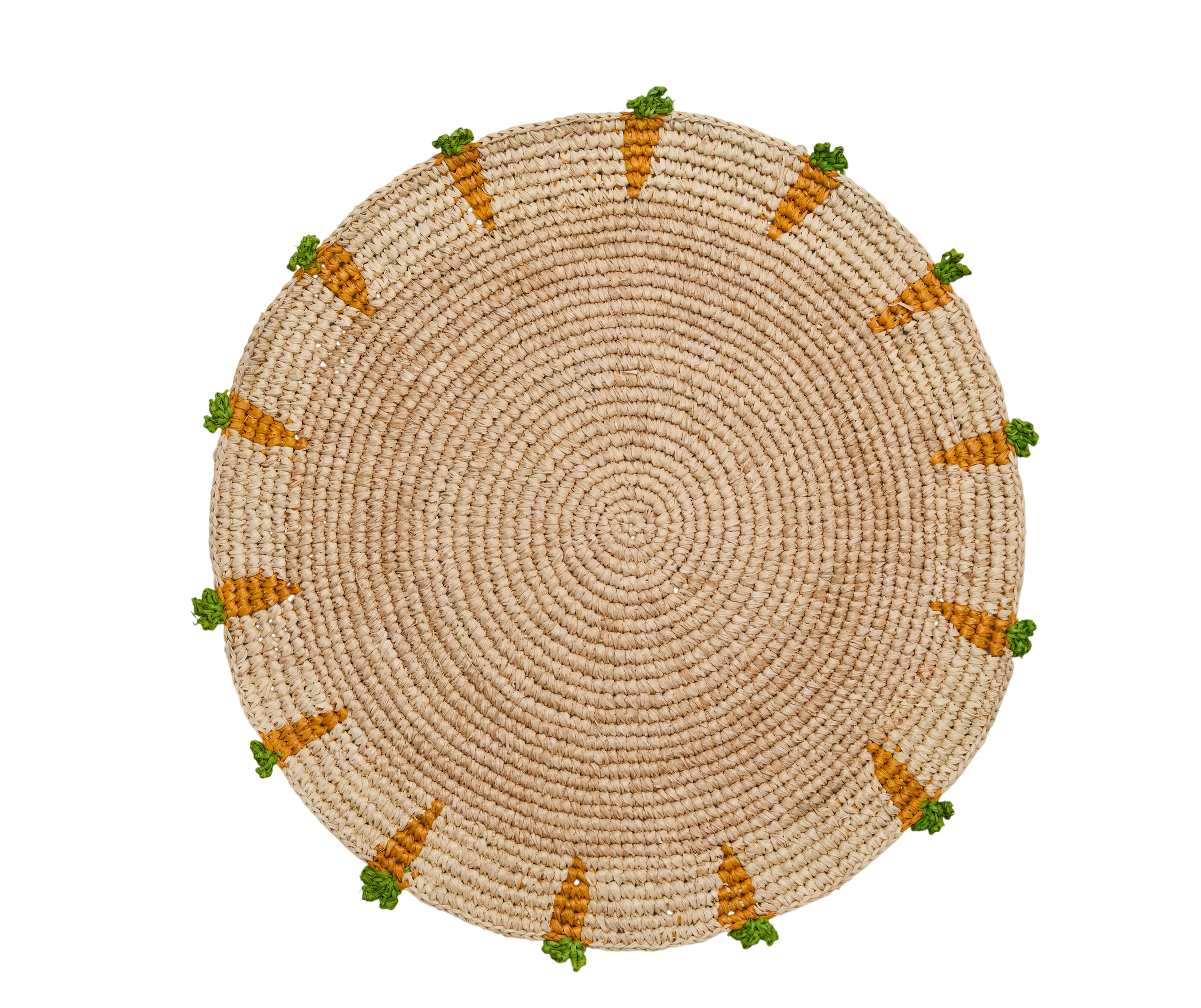 Handwoven Carrot Round Raffia Placemat – Artisan Table Décor
