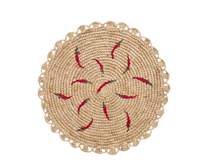 Scattered Chili Handwoven Raffia Round Placemat – Artisan Table Décor