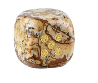 Dice - 15mm Natural Jade Laser Engraved Cube Dice with Rounded Edges Semi-Precious Stone (Set of 2)