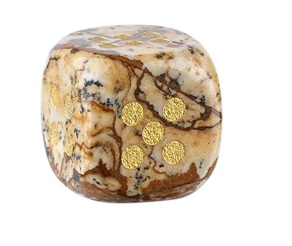 Dice - 15mm Natural Jade Laser Engraved Cube Dice with Rounded Edges Semi-Precious Stone (Set of 2)