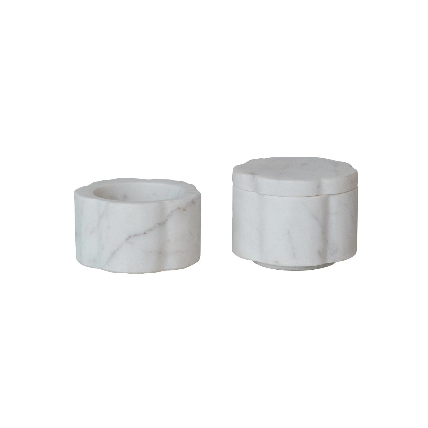 Marble Pinch Pots, Scalloped, Set of 2 (Stackable)