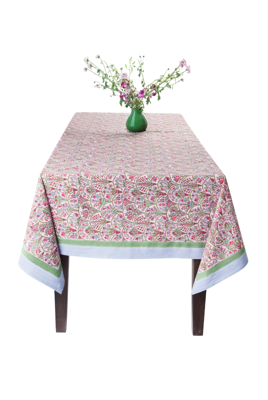 Pink Arch Blockprint Tablecloth