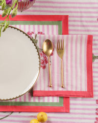 Pink Hydrangea Blockprint Napkins, Set of 4