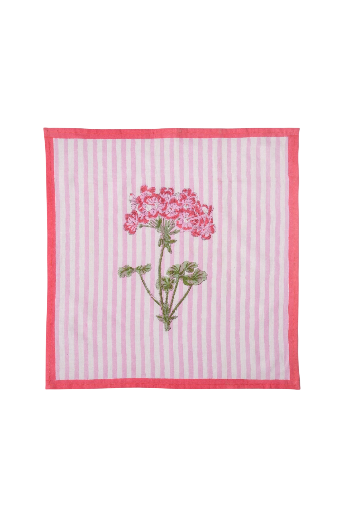 Pink Hydrangea Blockprint Napkins, Set of 4