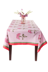 Pink Hydrangea Blockprint Tablecloth