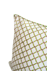 Green Poppy Blockprint Pillow