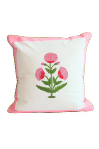 Pink Poppy Blockprint Pillow