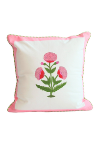 Pink Poppy Blockprint Pillow
