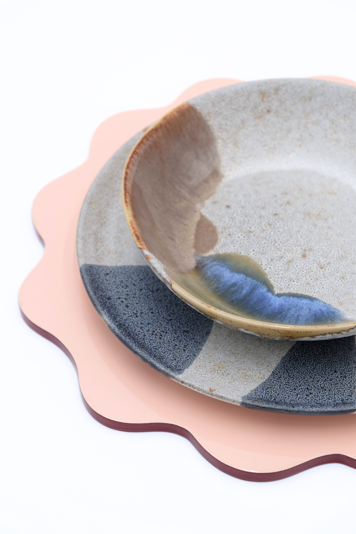 Blush Pink Scalloped Lacquerware Placemat Set