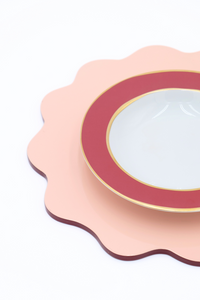 Blush Pink Scalloped Lacquerware Placemat Set