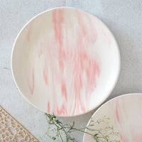 Pink Marble Ceramic Plates (Set of 2)