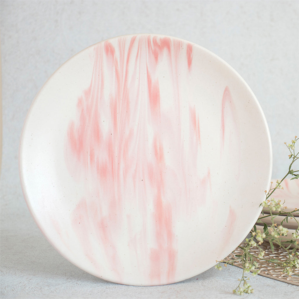 Pink Marble Ceramic Plates (Set of 2)