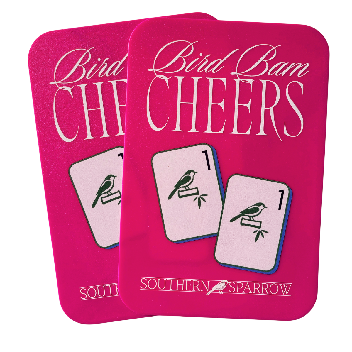 Mahjong Tile Shuffler Set - Bird Bam Cheers in Pink