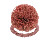 Straw Pompom Napkin Rings - Pink (Set of 4)