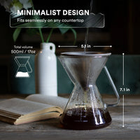 Pour Over Coffee Maker with Filter - 500ml/17oz
