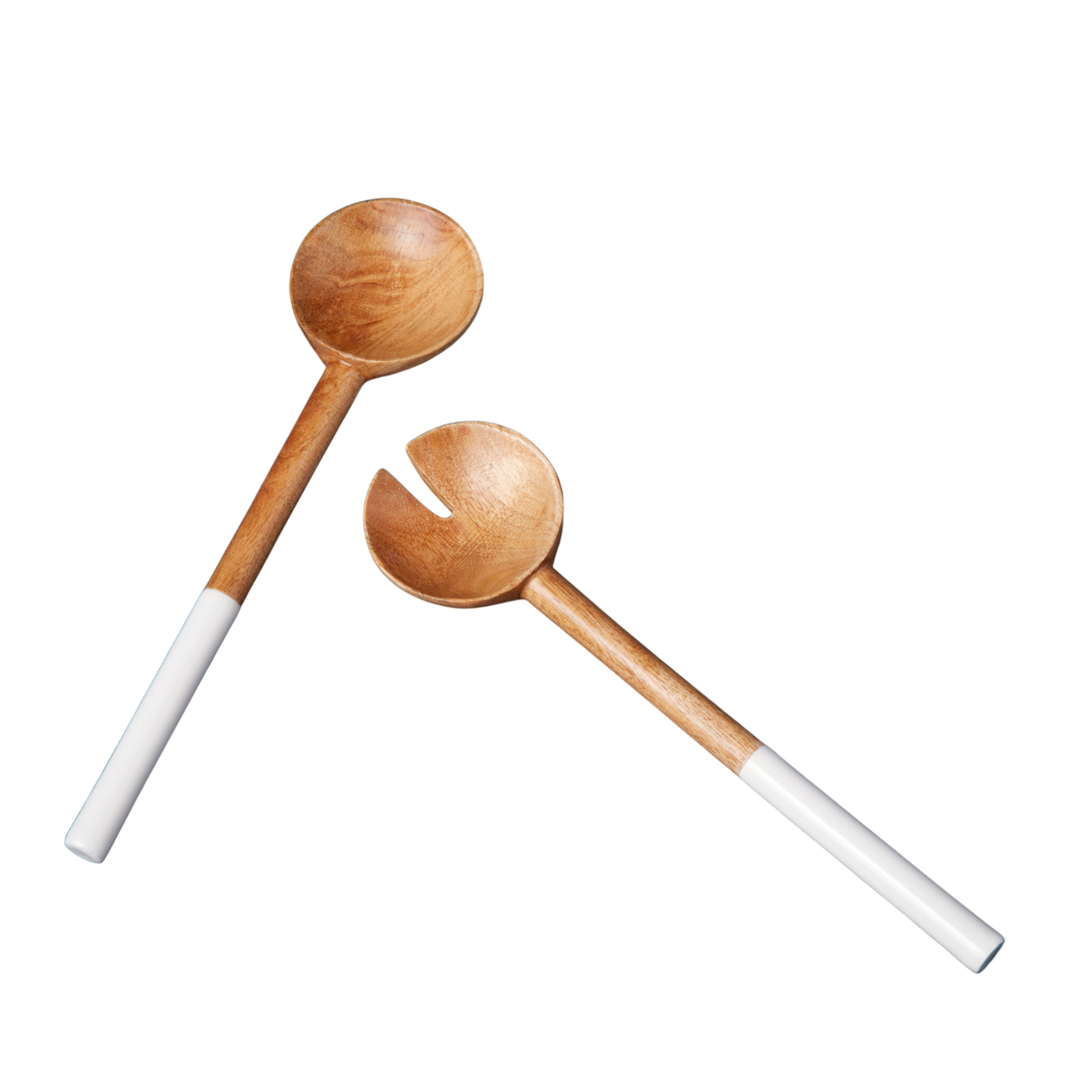 Palmer Wood + White Salad Servers, Set of 2