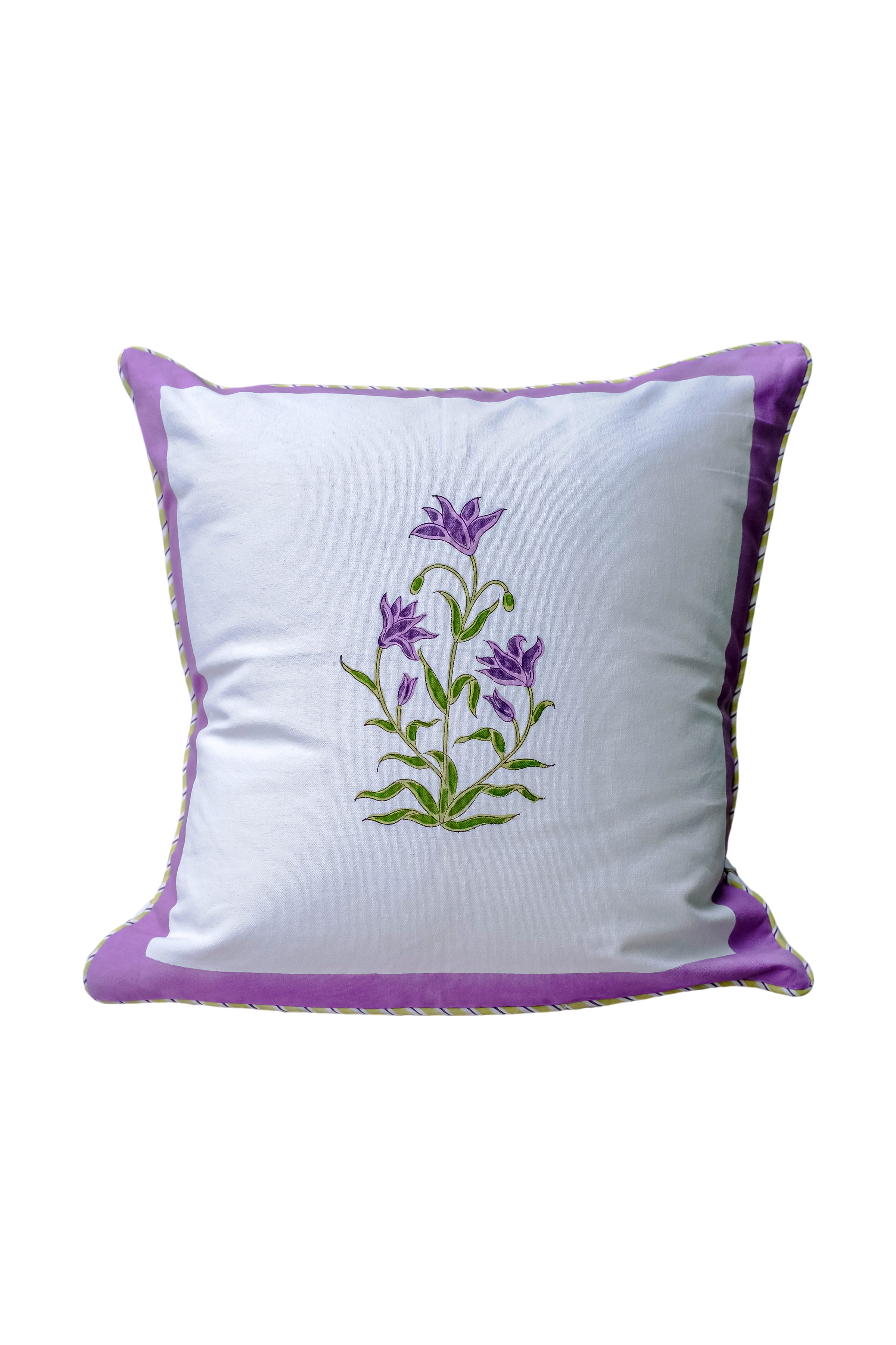 Purple Botanical Study Blockprint Pillow
