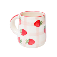 Gingham Handpainted Strawberry Mug (Set of 2)