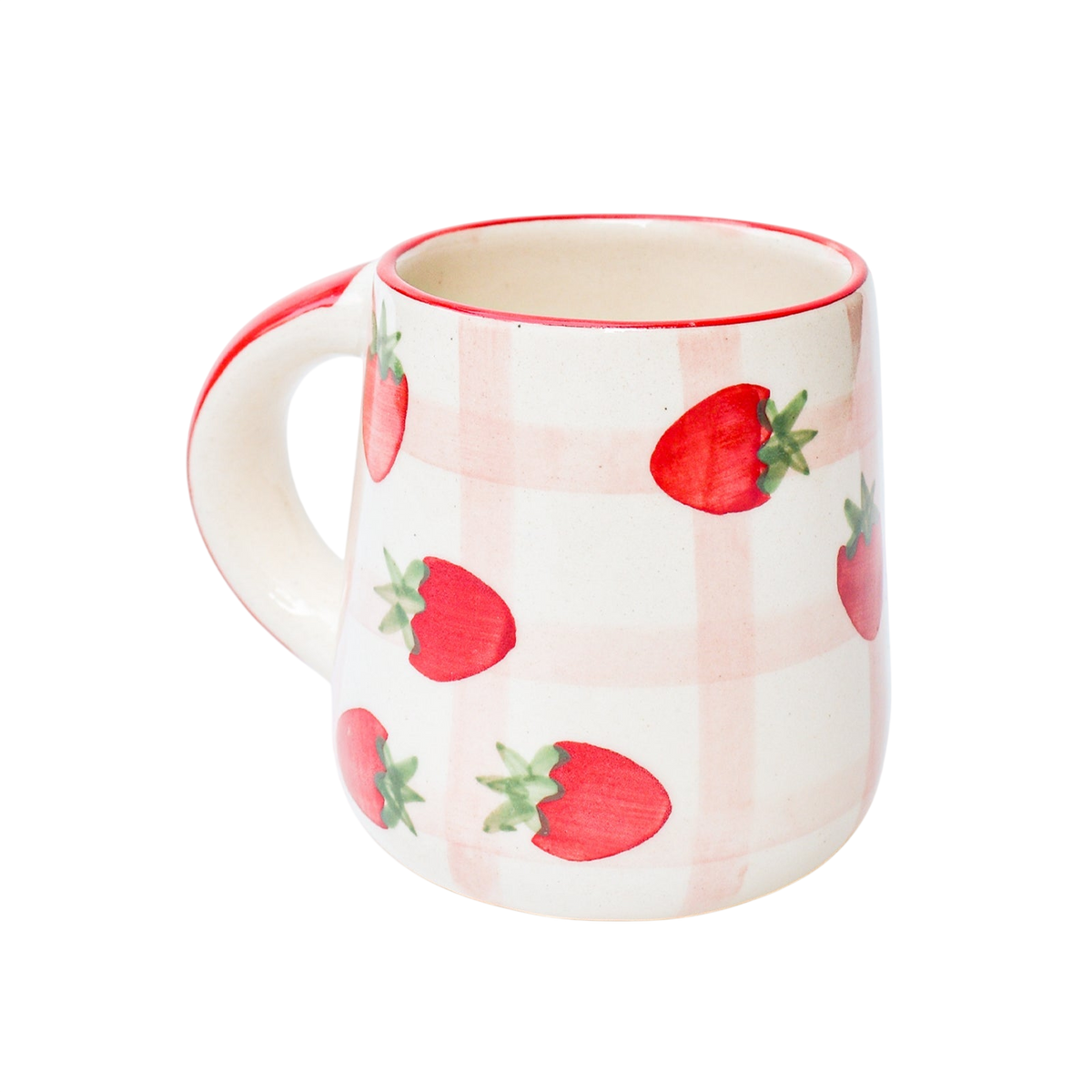 Gingham Handpainted Strawberry Mug (Set of 2)