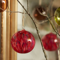 Feather Paint Large Glass Balls - Red (Set of 2)