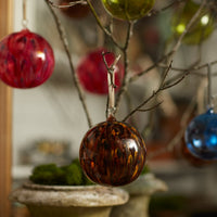 Feather Paint Large Glass Balls - Tortoiseshell (Set of 2)