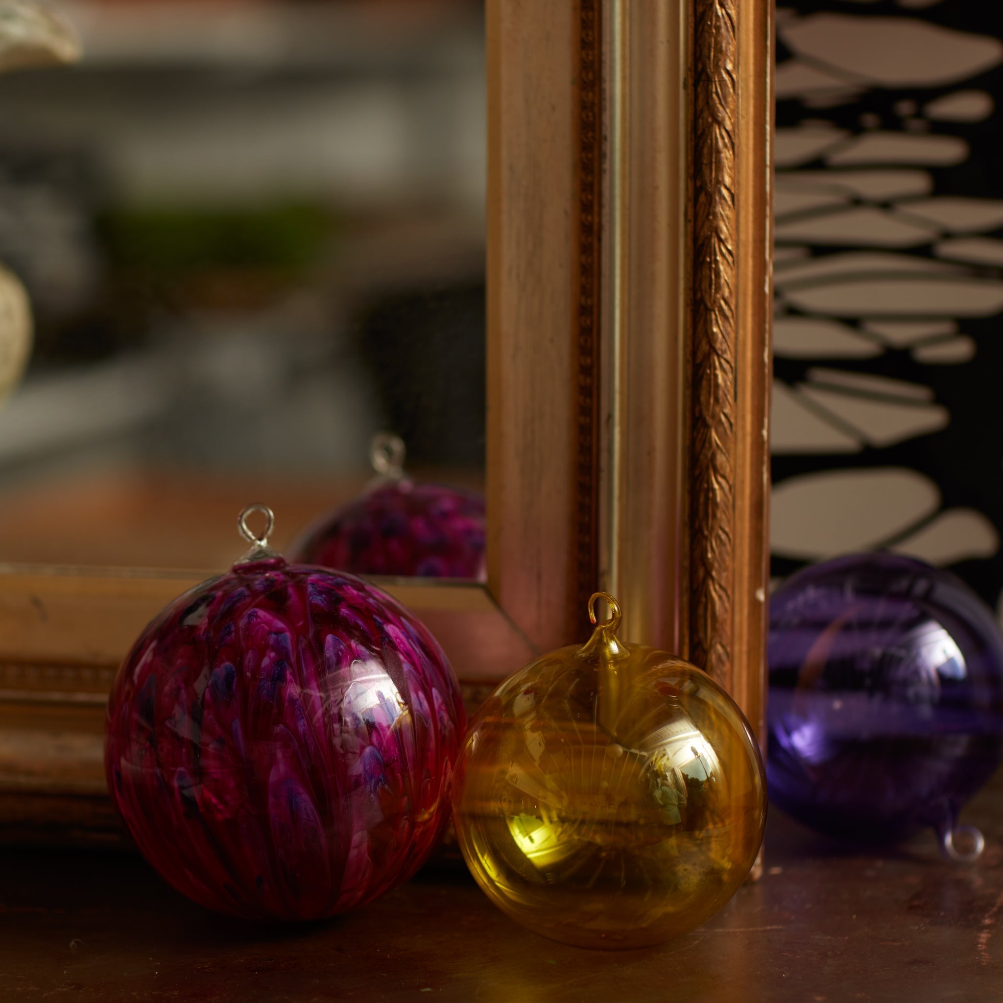 Glass Bubble Balls - Amethyst (Set of 3)