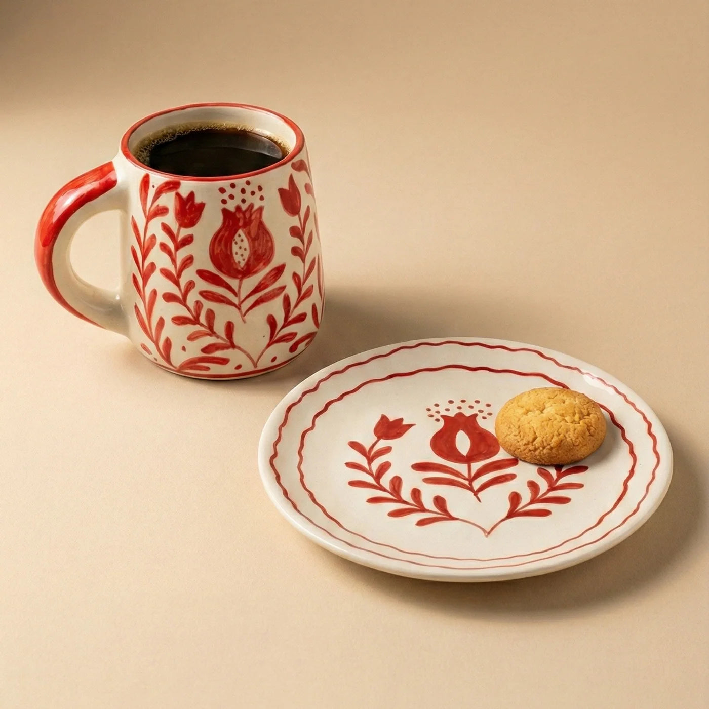 Anaar Ceramic Breakfast Set - Coffee Cup & Side Plate