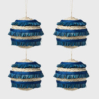 Ruffle Straw Balls - Blue (Set of 4)
