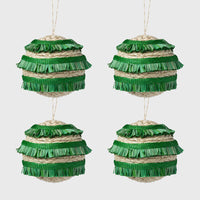 Ruffle Straw Balls - Green (Set of 4)