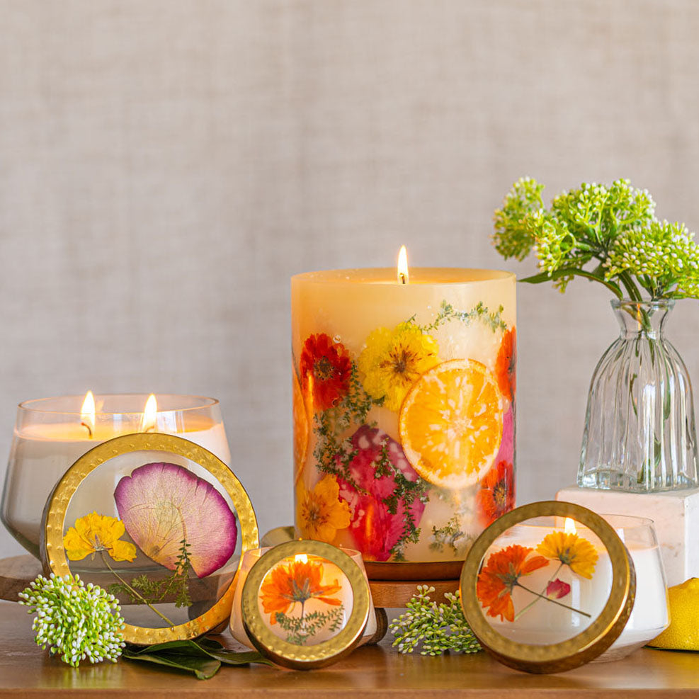 Petite Pressed Floral Candle - Sugared Citrus