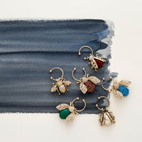 Bedazzled Bee Wine Charms - Dark Jewel Tones