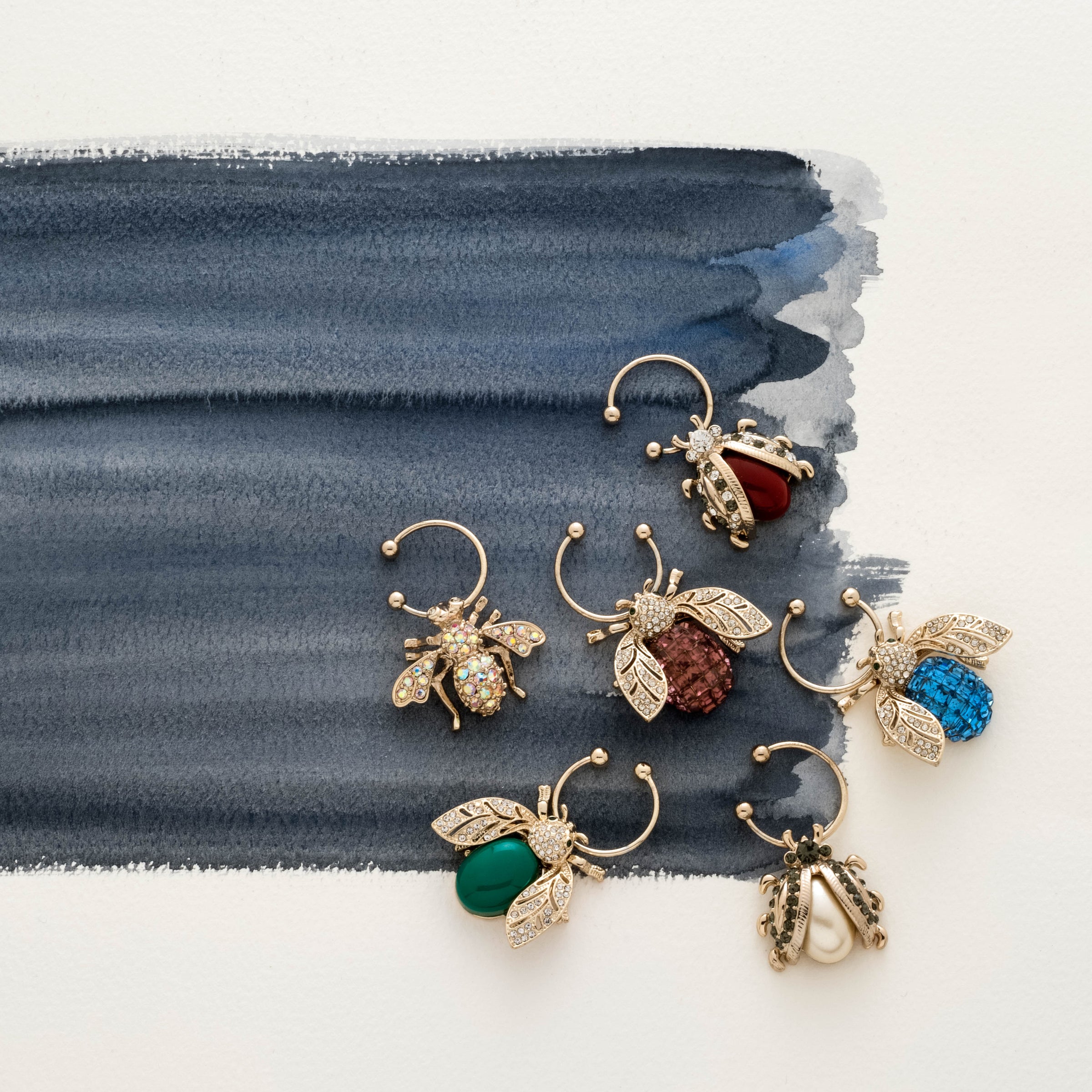 Bedazzled Bee Wine Charms - Dark Jewel Tones