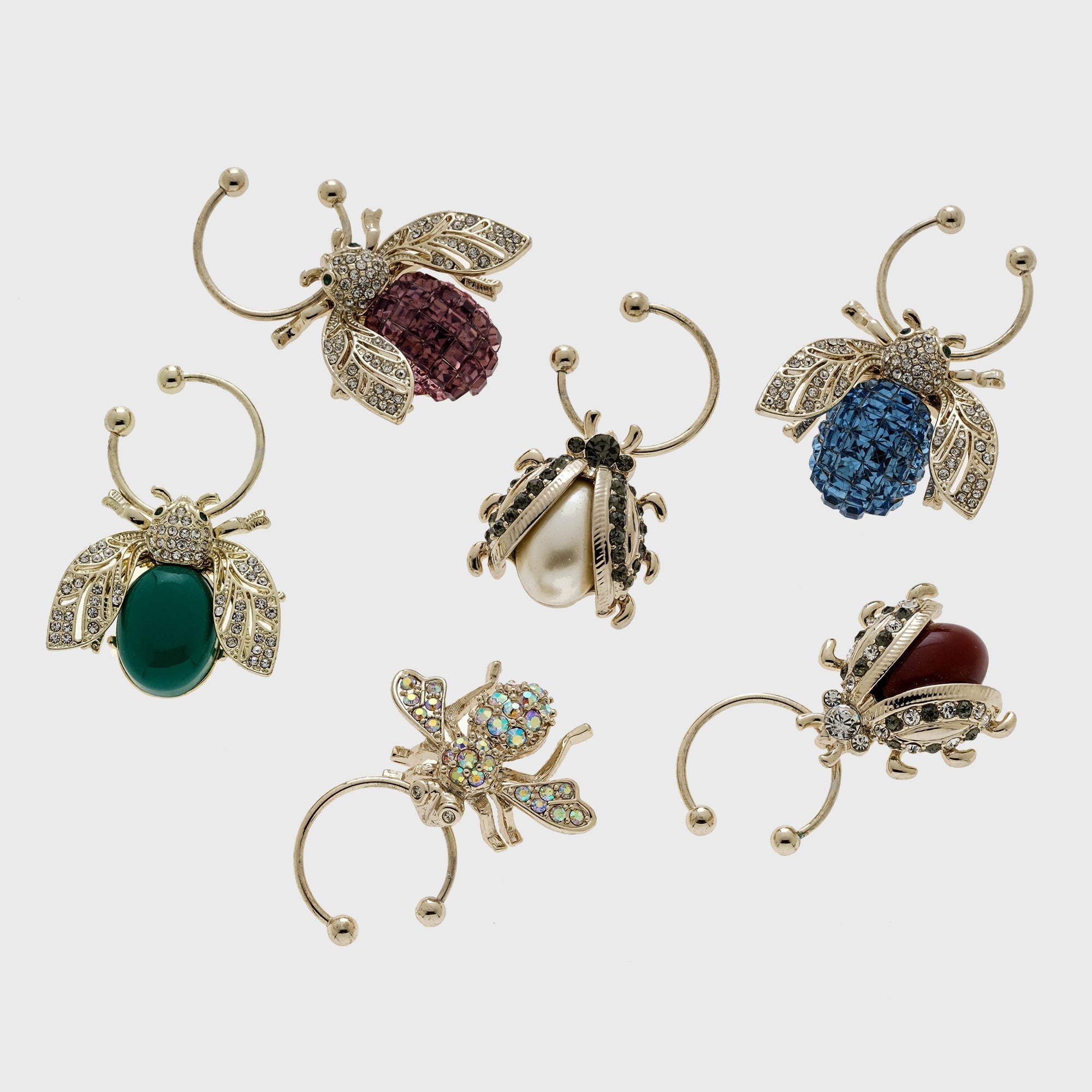 Bedazzled Bee Wine Charms - Dark Jewel Tones