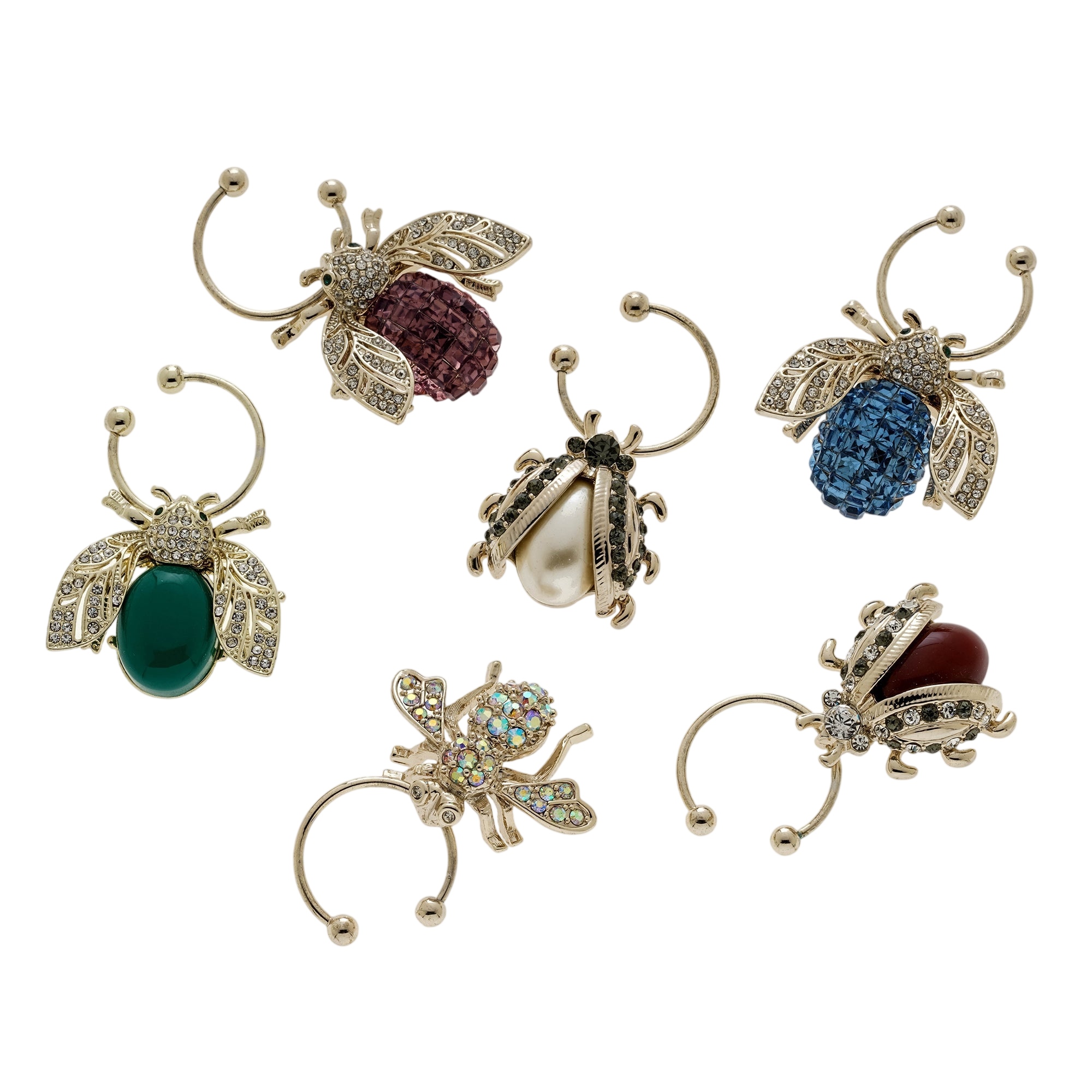 Bedazzled Bee Wine Charms - Dark Jewel Tones