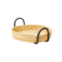 Contrast Handle Raffia Tray